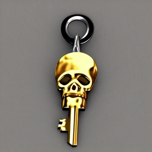 Key, 3d, simple, skull 
