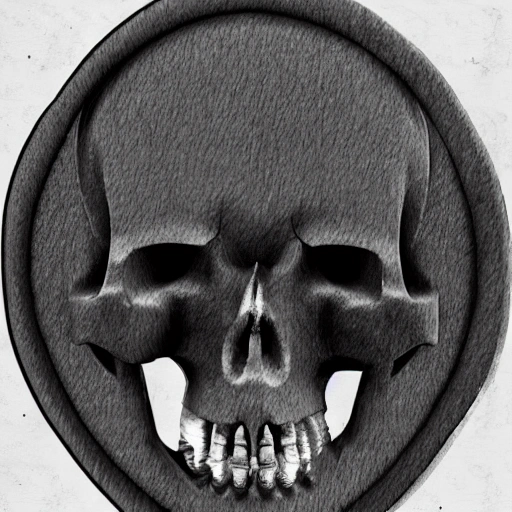 Key, , 3D, old, gray, simple, with skull