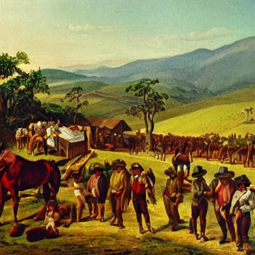 Campesinos del año 1800, en palmira valle del cauca, , Oil Painting