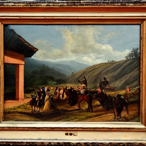 trabajo en el año 1800 en colombia valle del cauca, Oil Painting