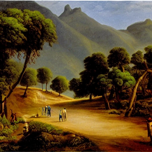 caminos en el año 1800 en colombia valle del cauca, Oil Painting