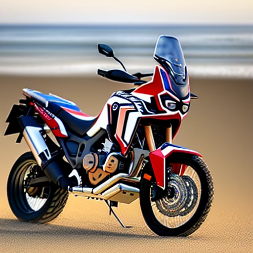 Africa Twin motorbike in the beach
