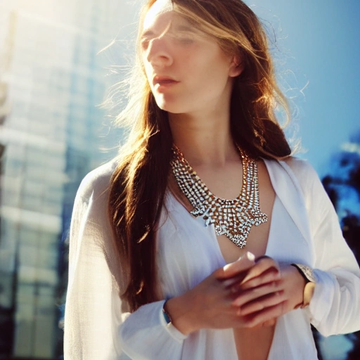 white women, jewelery, sunlight, futurestic