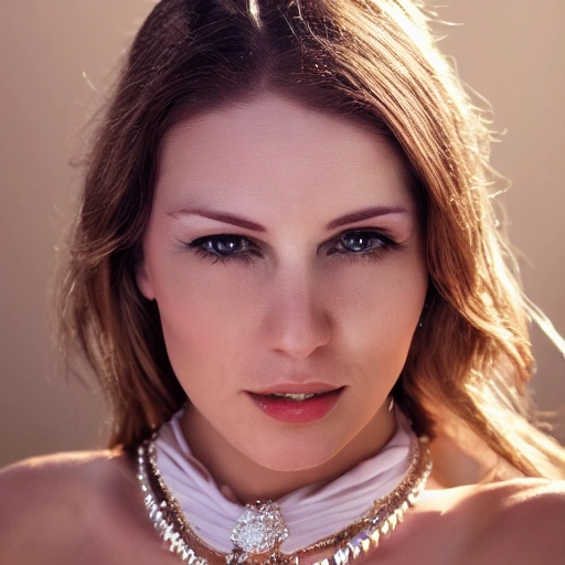 white women with lots of jewelery in 4k , 3D