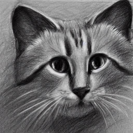 , Pencil Sketch, gato
