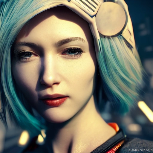 3D, side close up portrait of 1 cyberpunk girl, detailed face, spotlight, cyberpunk city, wired, multicolored, vibrant high contrast, hyperrealistic, photografic, 8k, epic ambient light, octane render, White-hair, Asian, cute