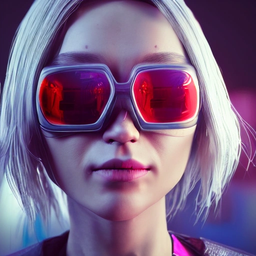 3D, side close up portrait of 1 cyberpunk girl, detailed face, spotlight, cyberpunk city, wired, multicolored, vibrant high contrast, hyperrealistic, photografic, 8k, epic ambient light, octane render, White-hair, Asian, cute, pure