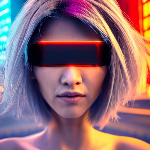 3D, side close up portrait of 1 cyberpunk girl, detailed face, spotlight, cyberpunk city, wired, multicolored, vibrant high contrast, hyperrealistic, photografic, 8k, epic ambient light, octane render, White-hair, Asian, cute, pure