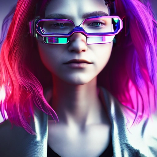 3D, side close up portrait of 1 cyberpunk girl, detailed face, spotlight, cyberpunk city, wired, multicolored, vibrant high contrast, hyperrealistic, photografic, 8k, epic ambient light, octane render, White-hair, Asian, cute, pure