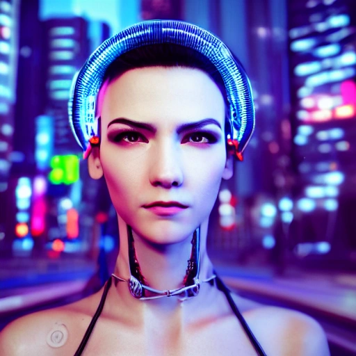 3D, side close up portrait of 1 cyberpunk girl, detailed face, spotlight, cyberpunk city, wired, multicolored, vibrant high contrast, hyperrealistic, photografic, 8k, epic ambient light, octane render, White-short-hair, Asian, cute, pure