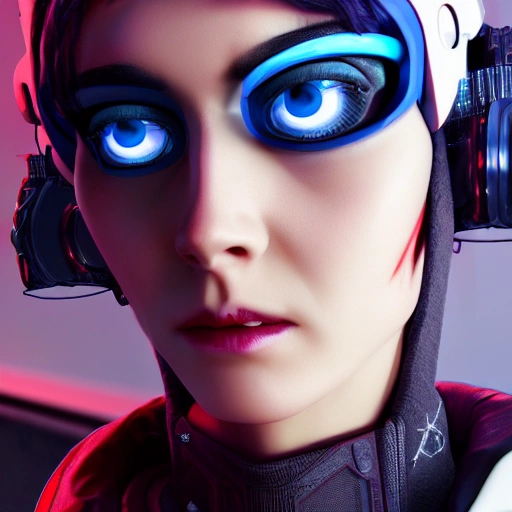 3D, side close up portrait of 1 cyberpunk girl, detailed face, spotlight, cyberpunk city, wired, multicolored, vibrant high contrast, hyperrealistic, photografic, 8k, epic ambient light, octane render, White-short-hair, Asian, cute, pure, blue-eyes 