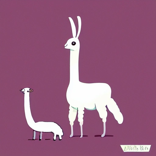 a llama and a condor, digital art, digital ilustrator
