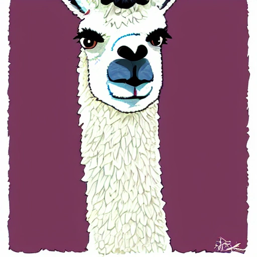 a llama , digital art, cartoon personaje

