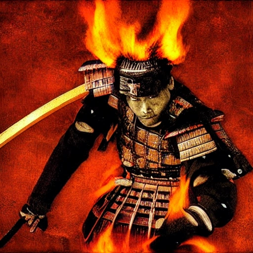 samurai x, fire, ice, hyperrealism