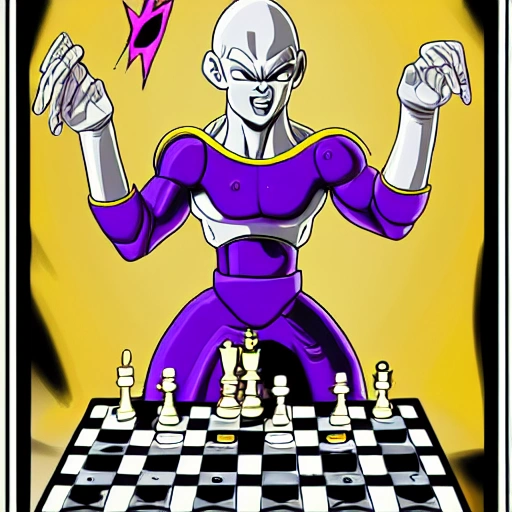 frieza playing chess, cartoon