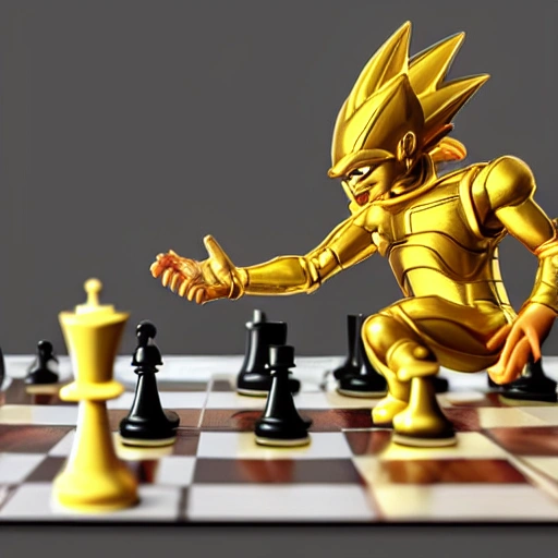 golden frieza playing chess, 3D