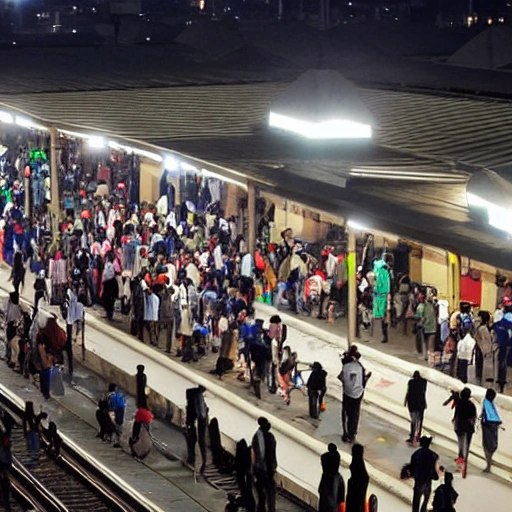 8: Crowded people walking on the station platform after get out from the commuter train at night in Jakarta, Indonesia