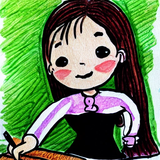 girl, Cartoon, pen