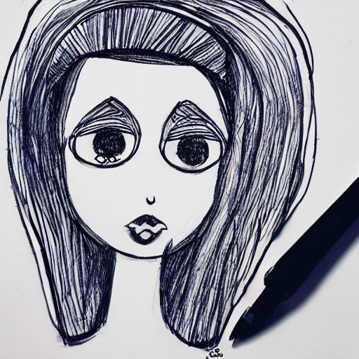 girl, Cartoon, pen, 3D