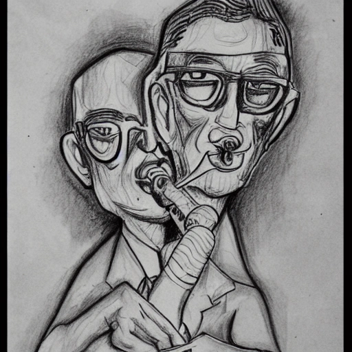 bruno y luciano smoking DMT, Trippy, Pencil Sketch, Cartoon