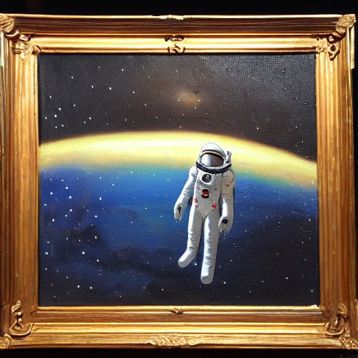 austronaut visiting new planet, Oil Painting