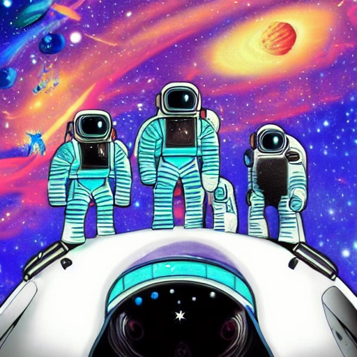 austronaut visiting new planet, future, ia, face, Trippy