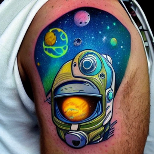 austronaut, new planet, future, ia, face, Trippy, tatto, space