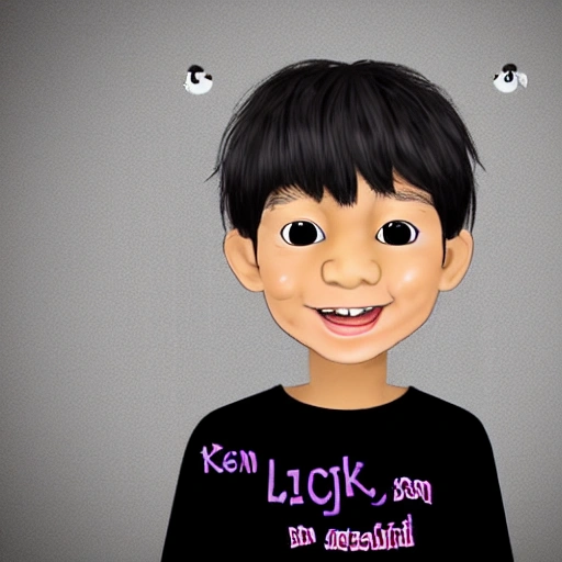 son Kevin, 6 years old, black hair, thin, light brown skin, dark brown eyes, likes dinosaurs, 3D, Cartoon, Water Color