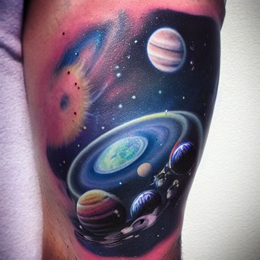 austronaut, new planet, future, ia, floating, tatto, space