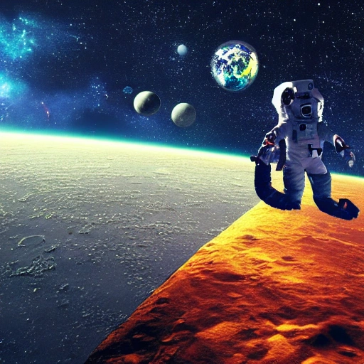 austronaut, future, ia, floating, space, Trippy, explore, alone