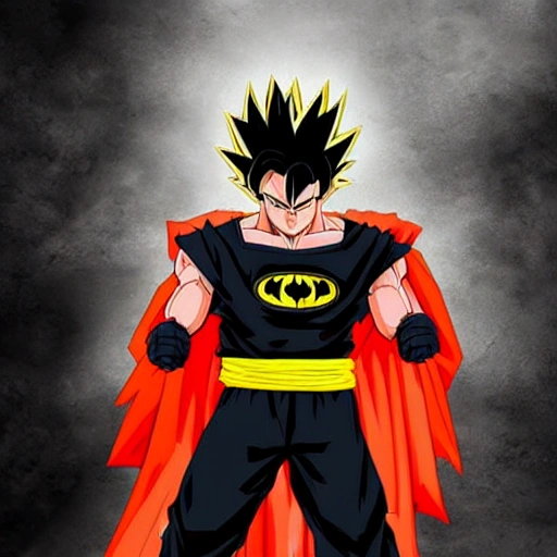 super saiyan batman on darl streets, photo, realistic, detailed, 8k