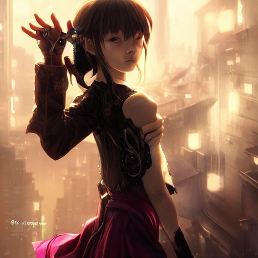 AI Art: Running Vampire Hunter Girl by @MT