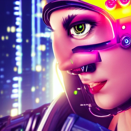 side close up portrait of 1 cyberpunk girl, detailed face, spotlight, cyberpunk city, wired, multicolored, vibrant high contrast, hyperrealistic, photografic, 8k, epic ambient light, octane render