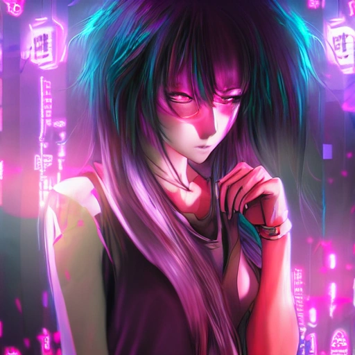 Generative AI an neon gamer anime fashion boy or man wearing headphones,  lost in his music. abstract background that evokes the feeling of different  genres of music. banner music concept 23596385 Stock