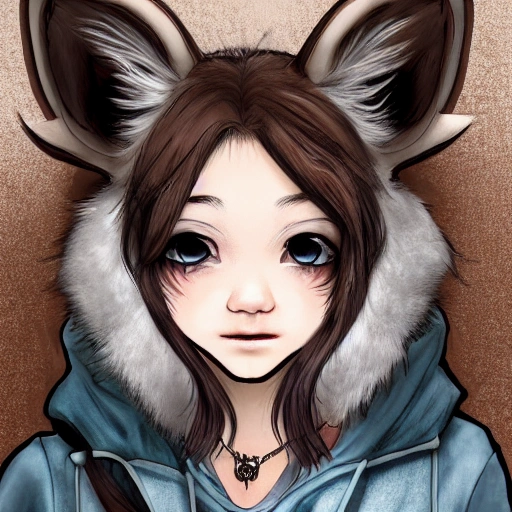 Realistic 1 8 1girl Solo Beautiful Girl Wolf Ears On Girl M 