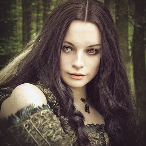 professional portrait photograph of a gorgeous witch girl in witcher clothing with long wavy brunette hair, gorgeous symmetrical face, cute natural makeup, wearing elegant witcher clothing, stunning forest environment, ultra realistic, concept art, elegant, highly detailed, intricate, sharp focus, depth of field, medium shot, mid shot, bright soft diffused light, trending on instagram, hdr 4k, 8k, Oil Painting