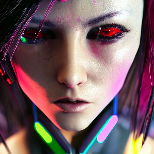 side close up portrait of 1 cyberpunk girl, detailed face, spotlight, cyberpunk city, wired, multicolored, vibrant high contrast, hyperrealistic, photografic, 8k, epic ambient light, octane render

