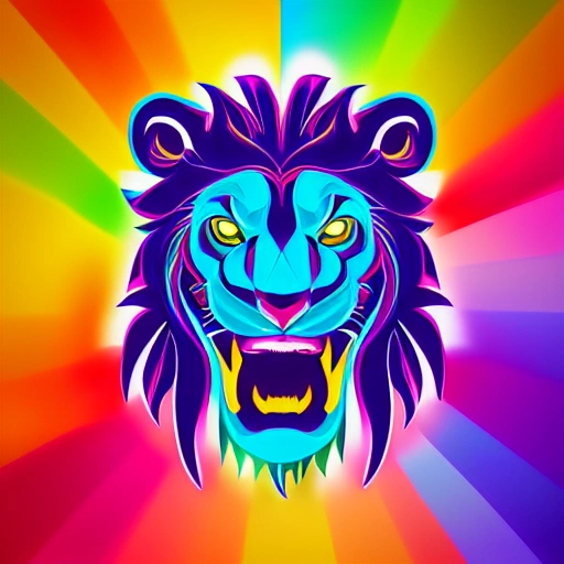 logo, colorful, futuristic, with a roaring lion