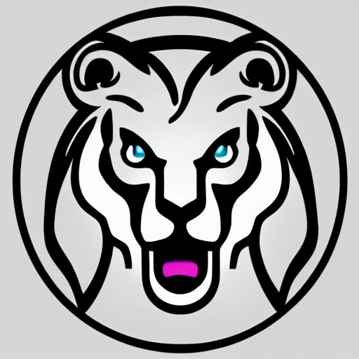 logo, futuristic, with a roaring lion