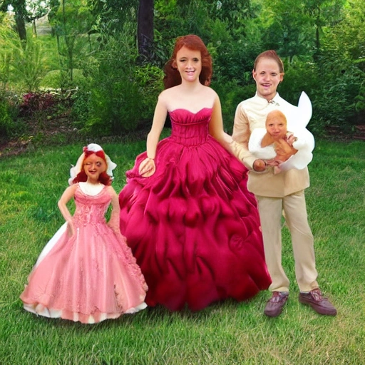 dino rex family with their babies realistic happy ball gowns
, 3D