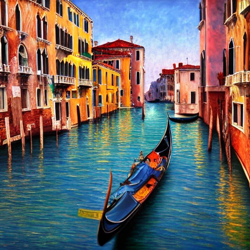 Venice unreal engine rendering, hyper realist, ultra detailed, oil painting, warm colors, happy, impressionism, da vinci,