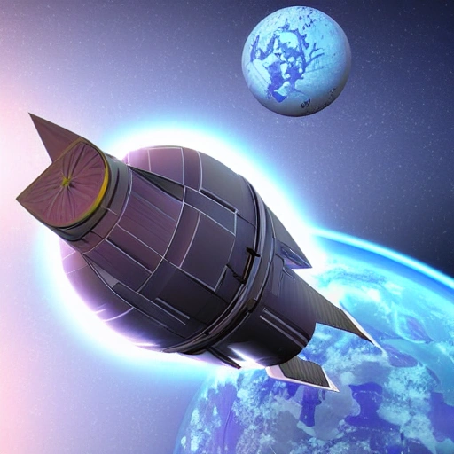 Create an ilustration of a futuristic spacecraft travelling through space-time to the past, 3D