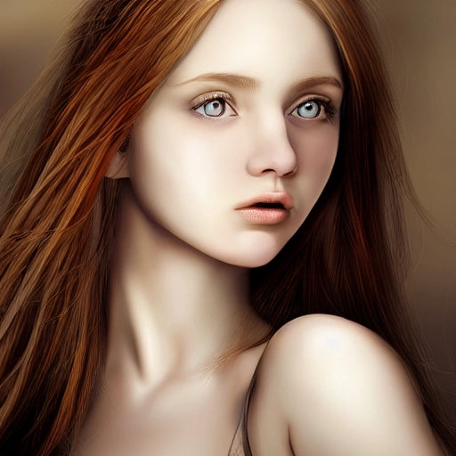 portrait, realistic, young blone girl, detailed face, pale skin tone, blur backgroubd