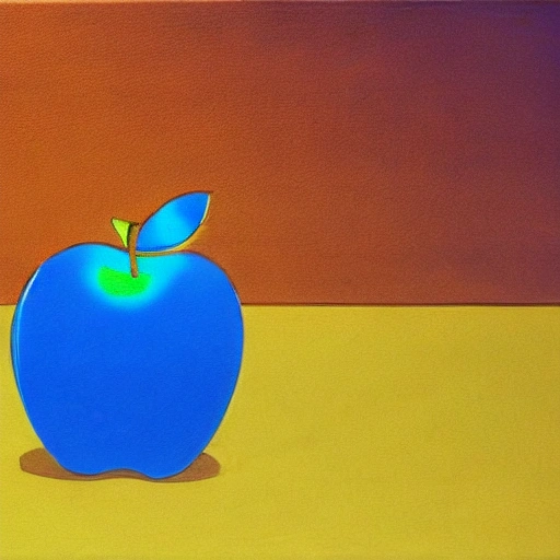 apple, blue colour, on the table, sun