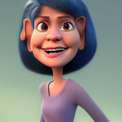 screenshot of roula koromila in a pixar movie. 3 d rendering. unreal engine. amazing likeness. very detailed. cartoon caricature.