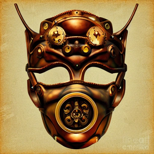 
steampunk, abstract art mask god stylized digital illustration  digital painting