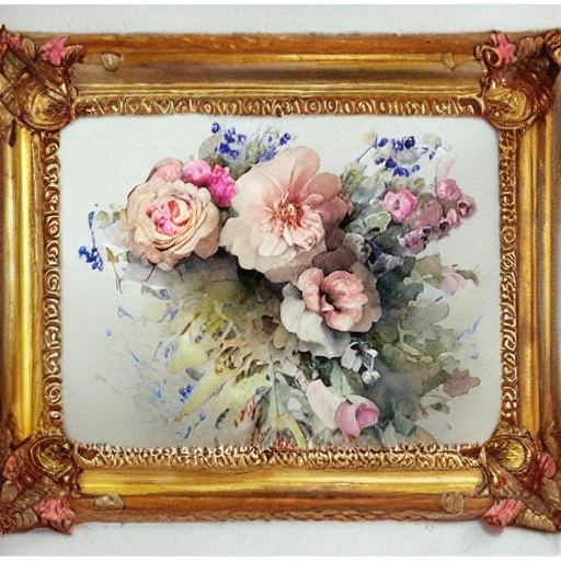 loose watercolor of floral frame muted colors by jean - baptiste monge