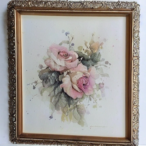 loose watercolor of floral frame muted colors by jean - baptiste monge