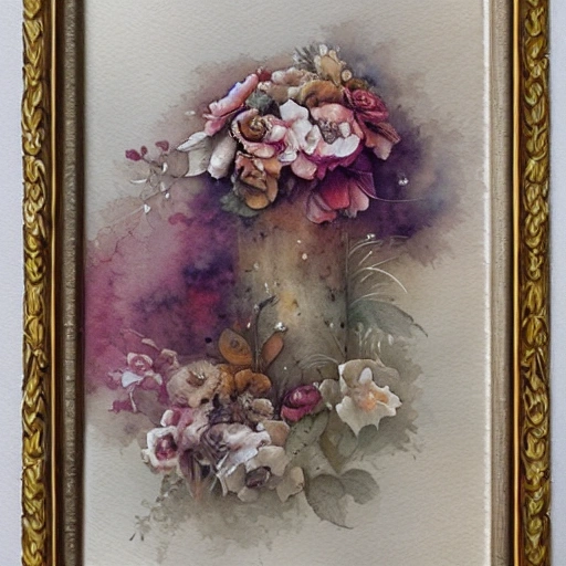 loose watercolor of floral frame muted colors by jean - baptiste monge