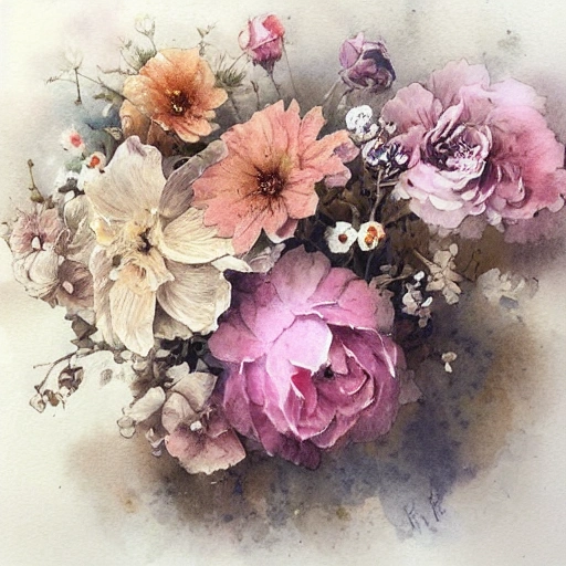 loose watercolor of floral corner muted colors by jean - baptiste monge